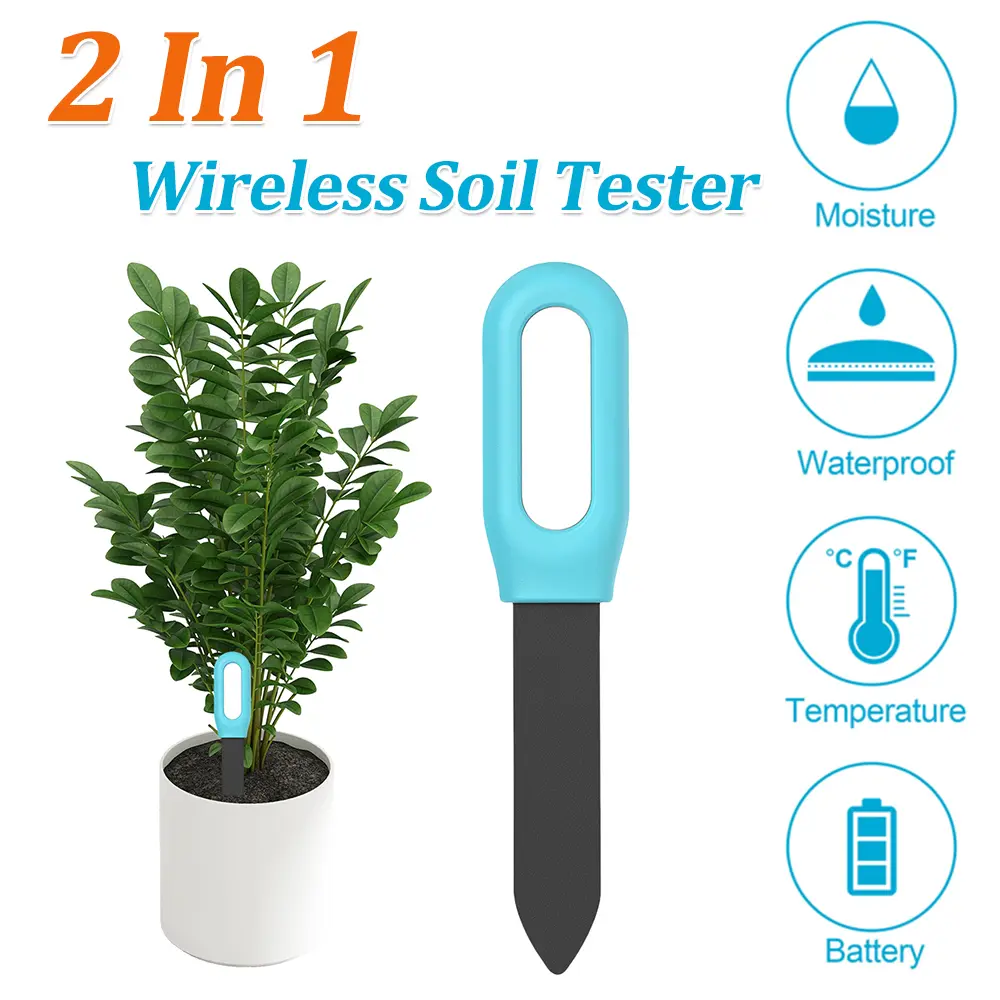 2 In 1 Wireless Soil Tester BT 4.1 Ambient Temperature Test Meter LED Plant Intelligent Measuring Instrument for Indoor Outdoor