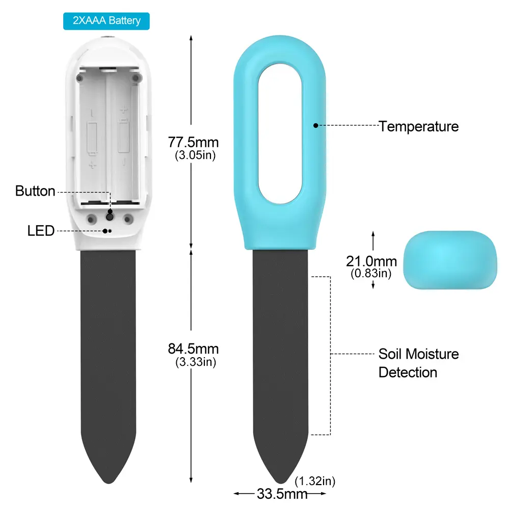 2 In 1 Wireless Soil Tester BT 4.1 Ambient Temperature Test Meter LED Plant Intelligent Measuring Instrument for Indoor Outdoor