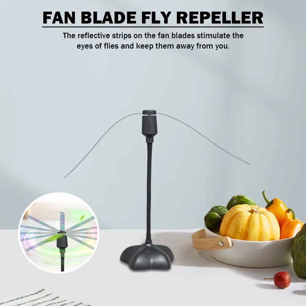 Pest Control Table Fan Blade Chemical-free Automatic Fly Catcher Battery Powered Bugs Repellent Food Protector Keep Flies Away