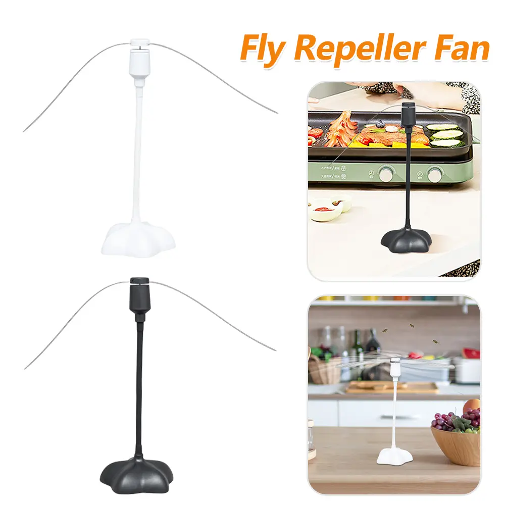 Pest Control Table Fan Blade Chemical-free Automatic Fly Catcher Battery Powered Bugs Repellent Food Protector Keep Flies Away