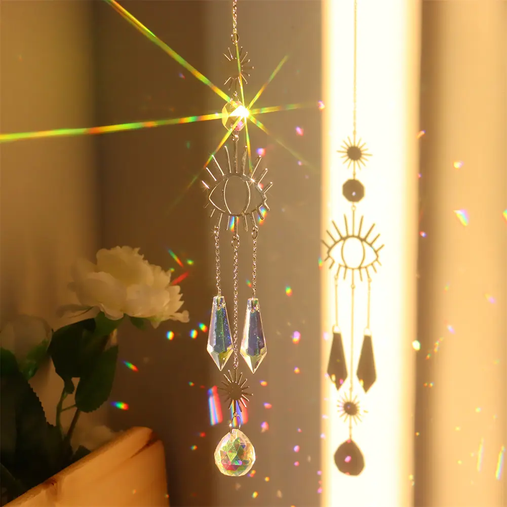 Crystal Butterfly Demon Eye Wind Chime Wind Chimes Crystal Wind Chimes Suncatcher with AB Coating for Home Garden