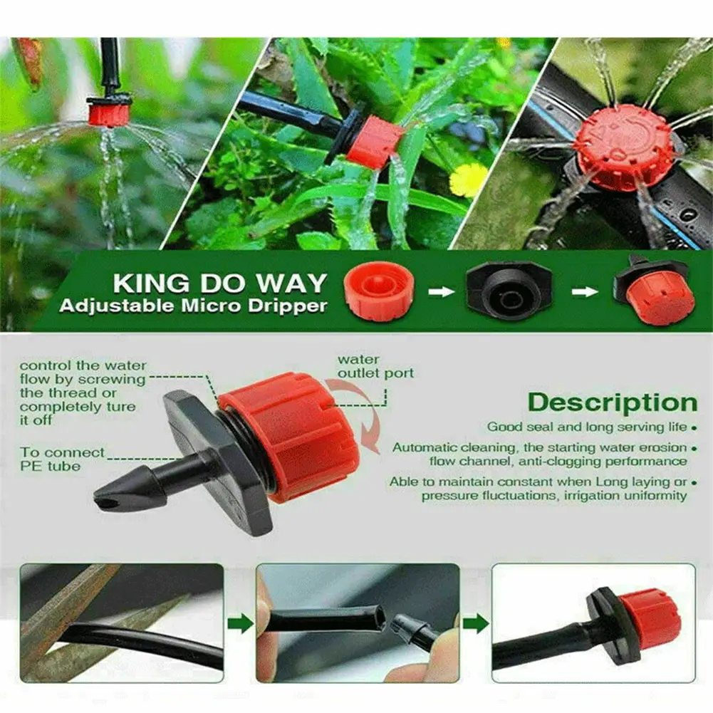 500Pcs 1/4 Inch Adjustable Drip Irrigation Sprinklers Rotating Sprinklers Micro Drip Irrigation Sprinklers for Watering System
