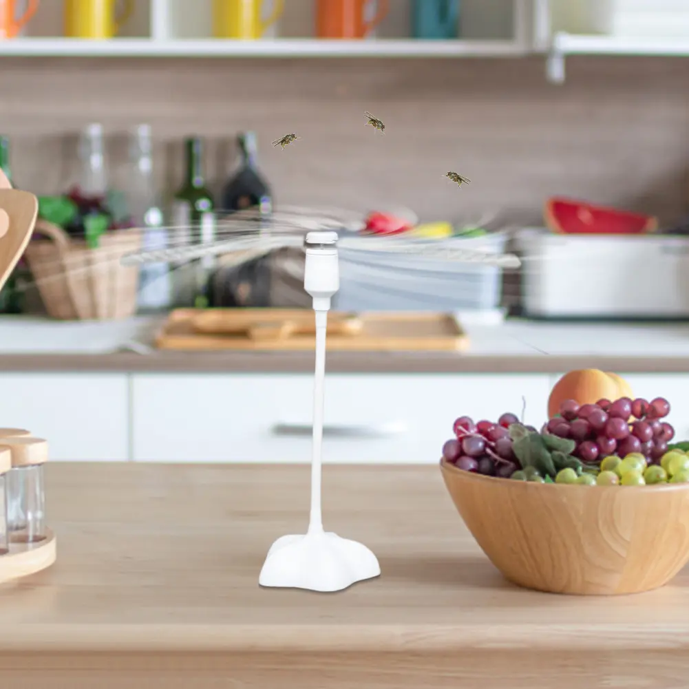 Pest Control Table Fan Blade Chemical-free Automatic Fly Catcher Battery Powered Bugs Repellent Food Protector Keep Flies Away
