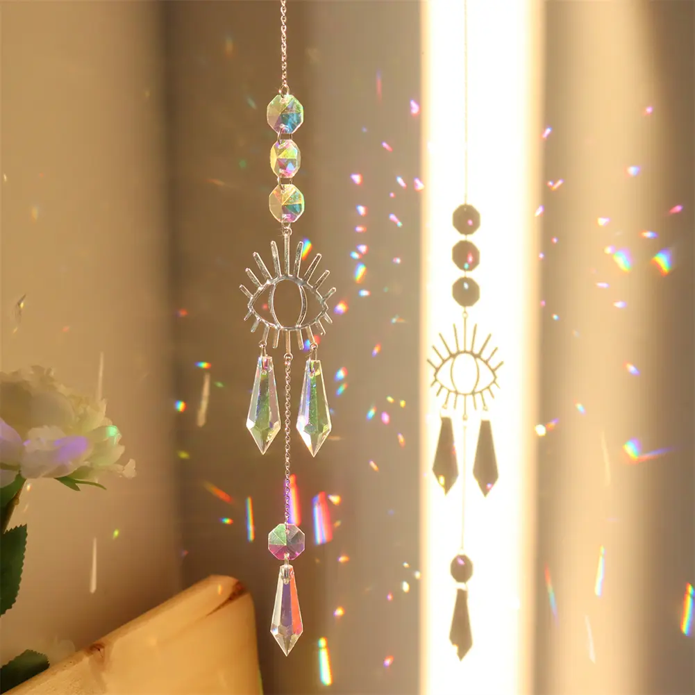 Crystal Butterfly Demon Eye Wind Chime Wind Chimes Crystal Wind Chimes Suncatcher with AB Coating for Home Garden