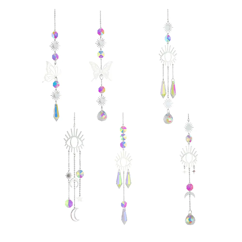 Crystal Butterfly Demon Eye Wind Chime Wind Chimes Crystal Wind Chimes Suncatcher with AB Coating for Home Garden