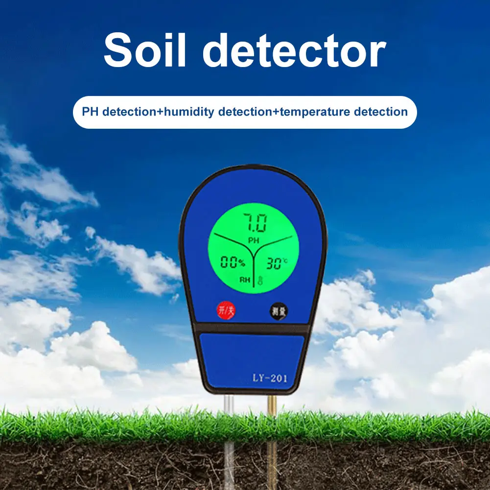 3-in-1 Digital Soil Test Meter Plant Temperature/Soil Moisture/PH Meter LCD Display for Gardening Farming and Outdoor Plants