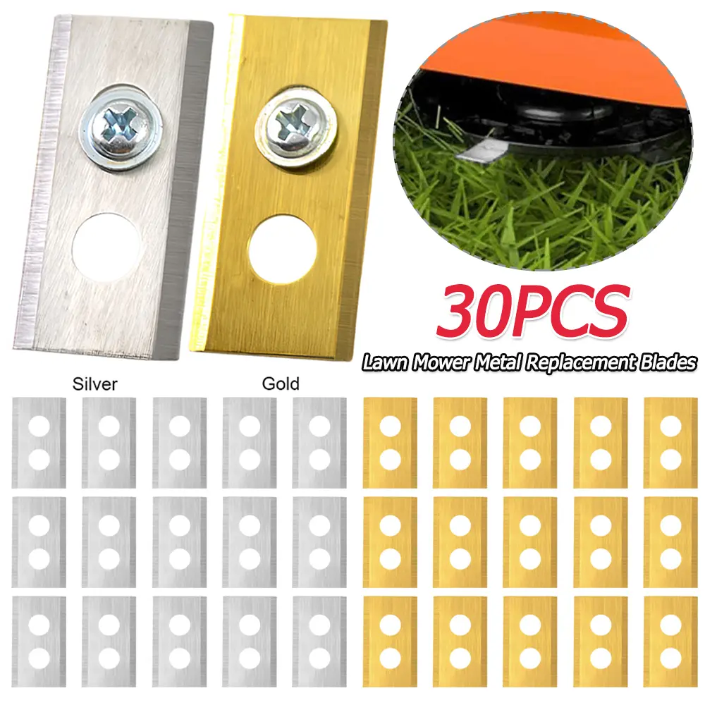 Stainless Steel Mower Blade Set with Washers & Screw 30Pcs Lawn Mower Blades Lawn Cutting Blade Wear Resist Lawn Mower Supplies