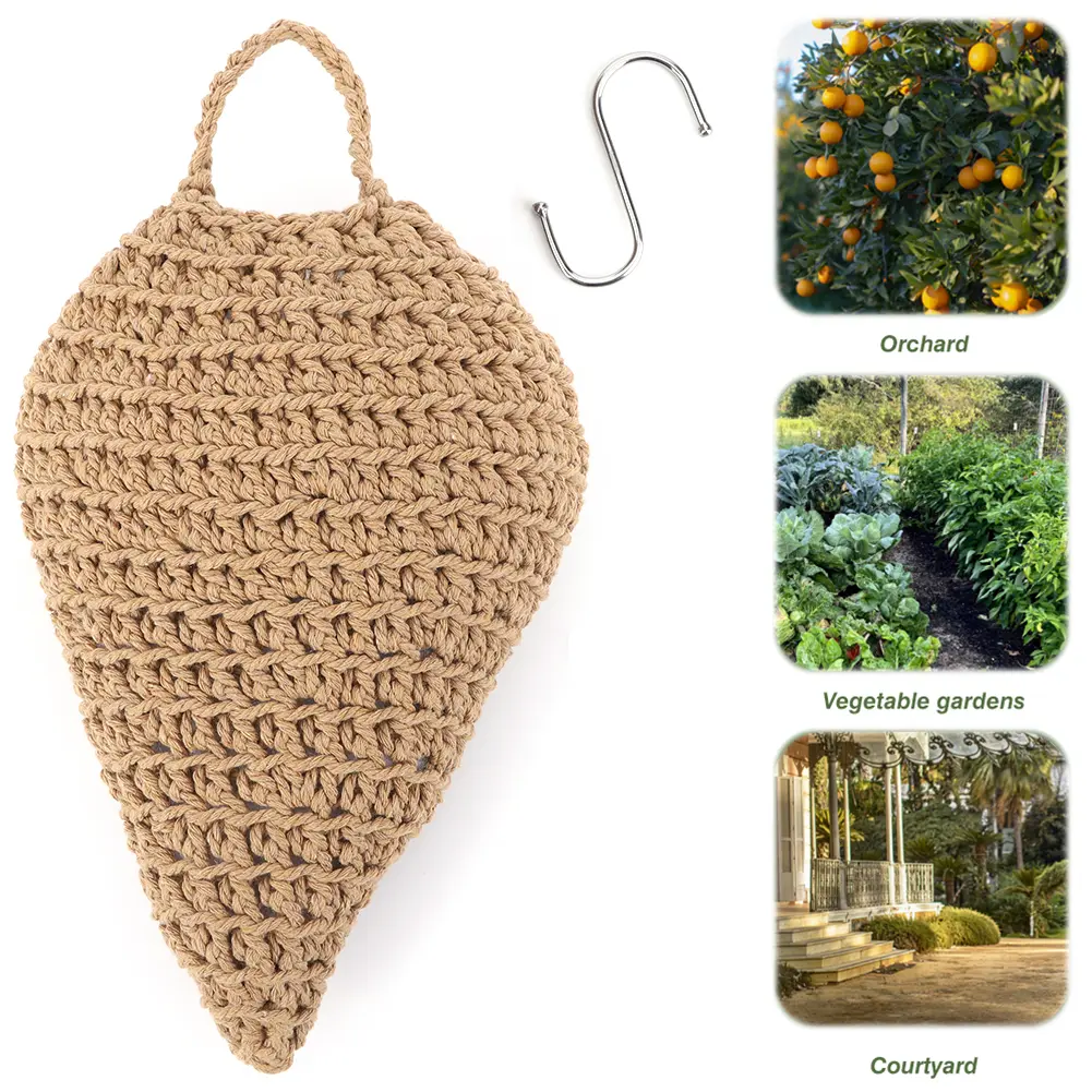 Crochet Wasp Nest Decoy Faux Hornets Nest Repellent with Hook Hanging Wasp Nest Decoy Wasp Nest Trap for Outdoor Garden