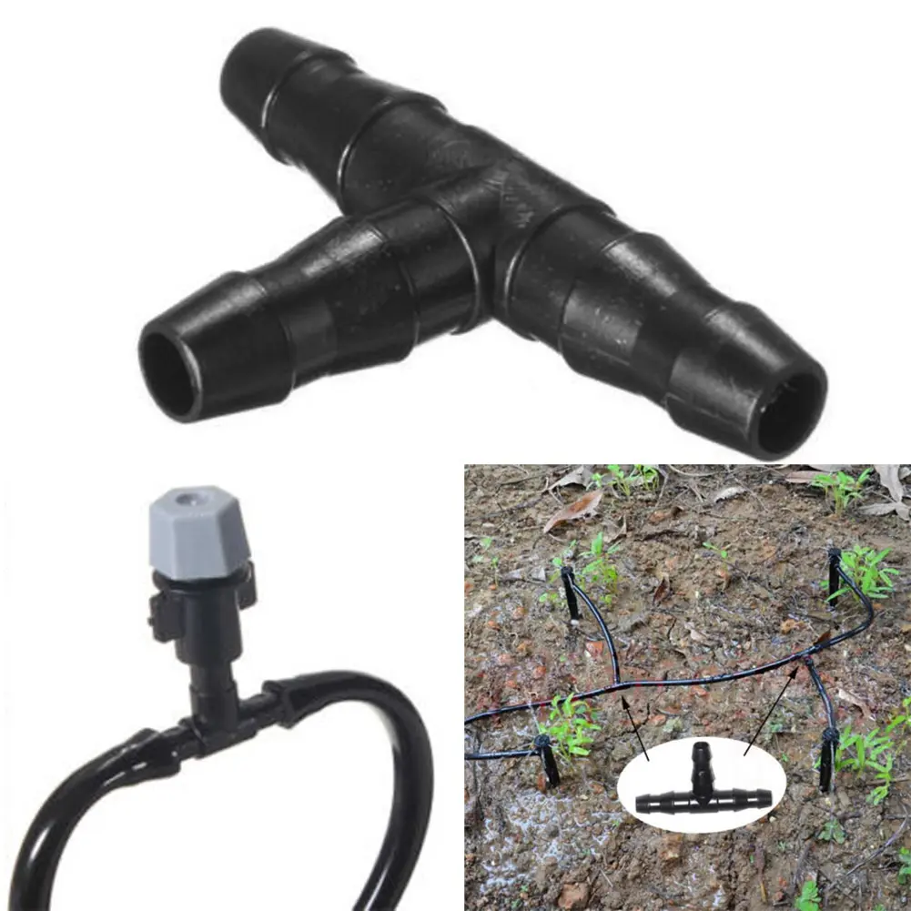 300-1000Pc Micro Drip Pipe Connector Plastic Micro Spray Joint Garden Hose Equal Tee Micro Drip Irrigation Pipe Barbed Connector