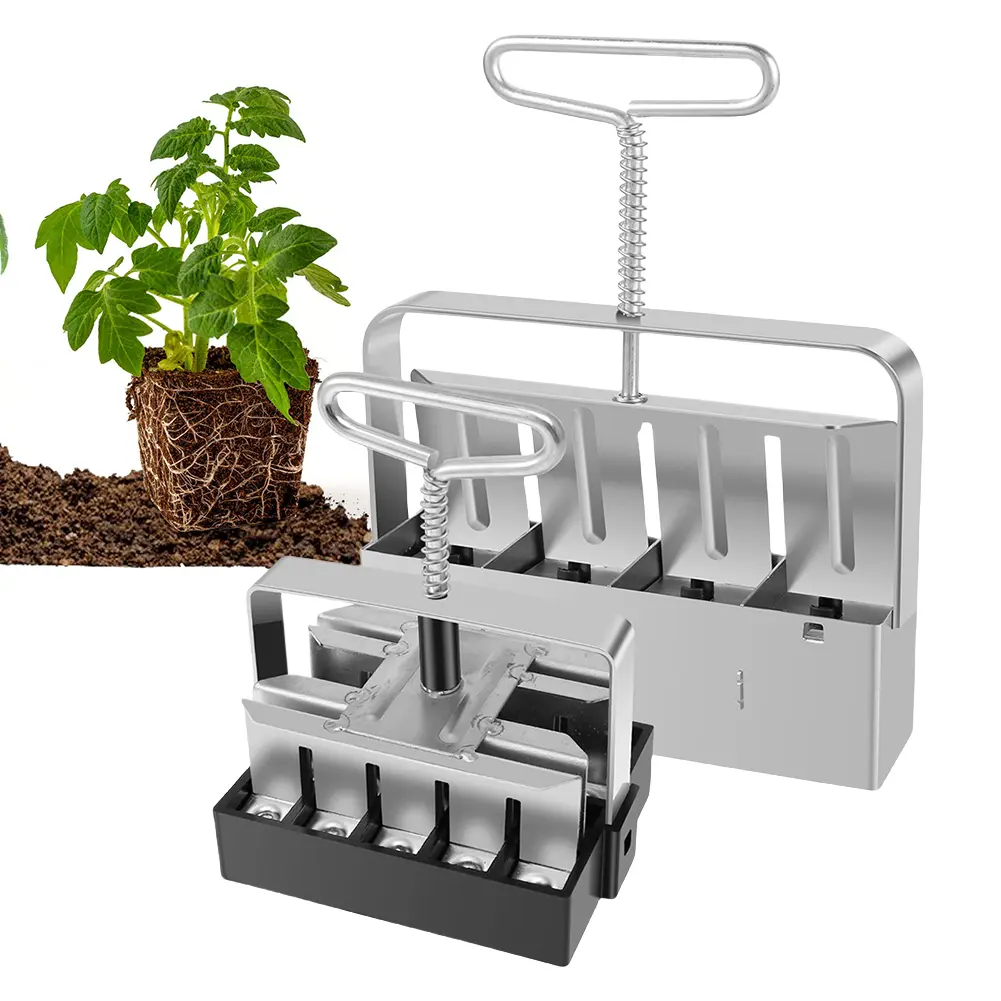 2Pcs Handheld Clod Maker with Clips Seedling Soil Block Maker Reusable Garden Seeding Tool for Greenhouse Yard Accessories