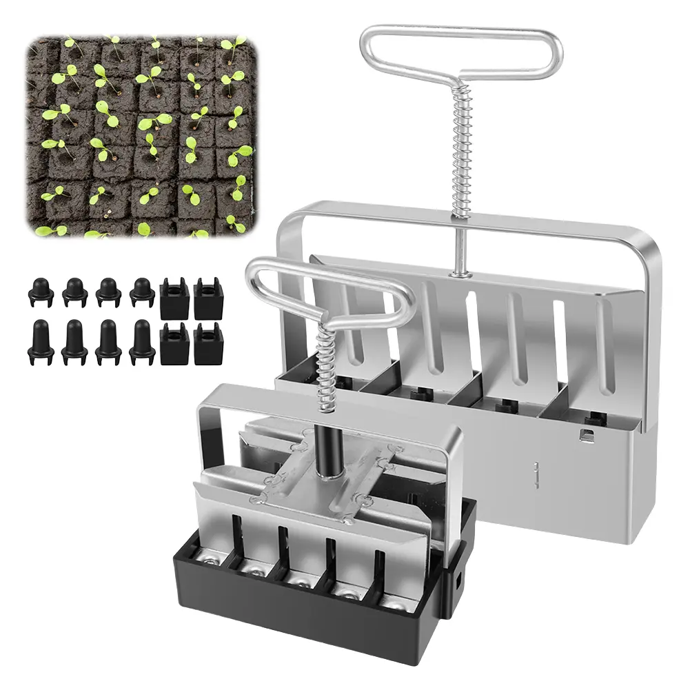2Pcs Handheld Clod Maker with Clips Seedling Soil Block Maker Reusable Garden Seeding Tool for Greenhouse Yard Accessories