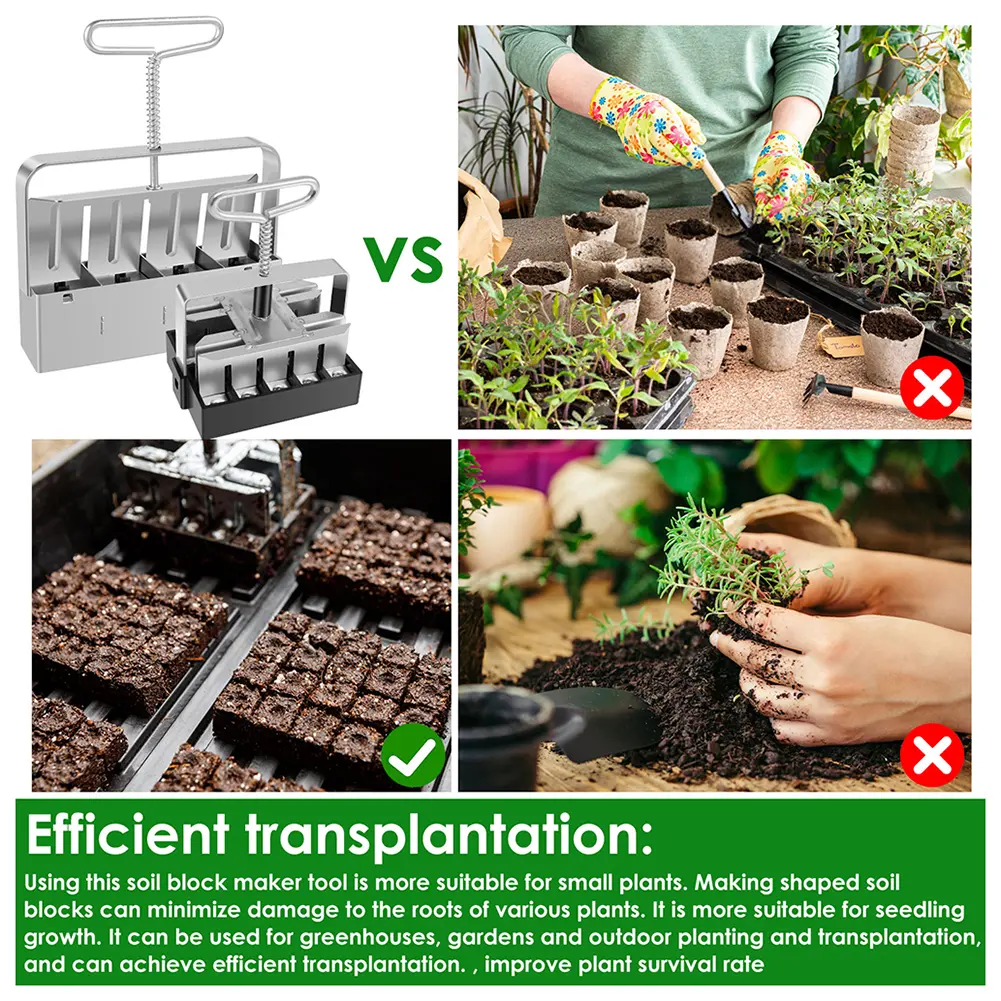 2Pcs Handheld Clod Maker with Clips Seedling Soil Block Maker Reusable Garden Seeding Tool for Greenhouse Yard Accessories