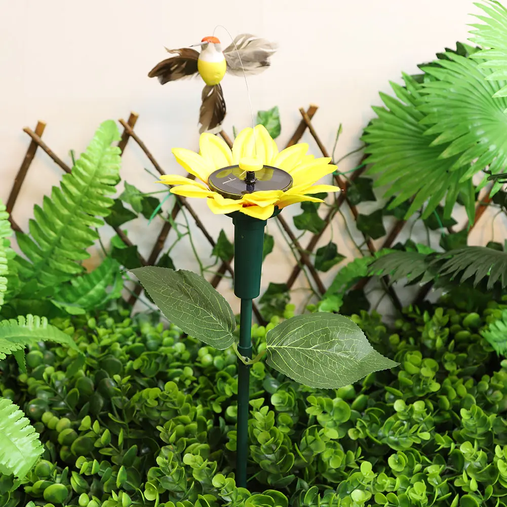 2-5PCS Solar Powered Flying Butterfly/Bird Sunflower Garden Decor Rotating Butterflies/Hummingbird Ornament Garden Stake Decor