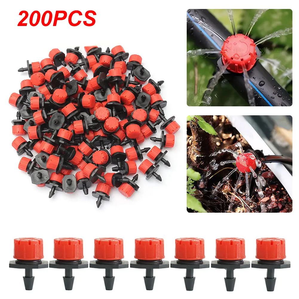 200Pcs 8 Hole Irrigation Dripper 360 Degree Irrigation Sprinkler Garden Micro Drip Irrigation System for Garden Watering System