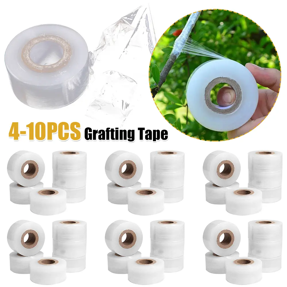 4-10PCS PE Flexible Grafting Tape Film Self-adhesive Garden Tree Roll Tape to Graft Tree Plants Graft Stretchable Width 3CMx120M
