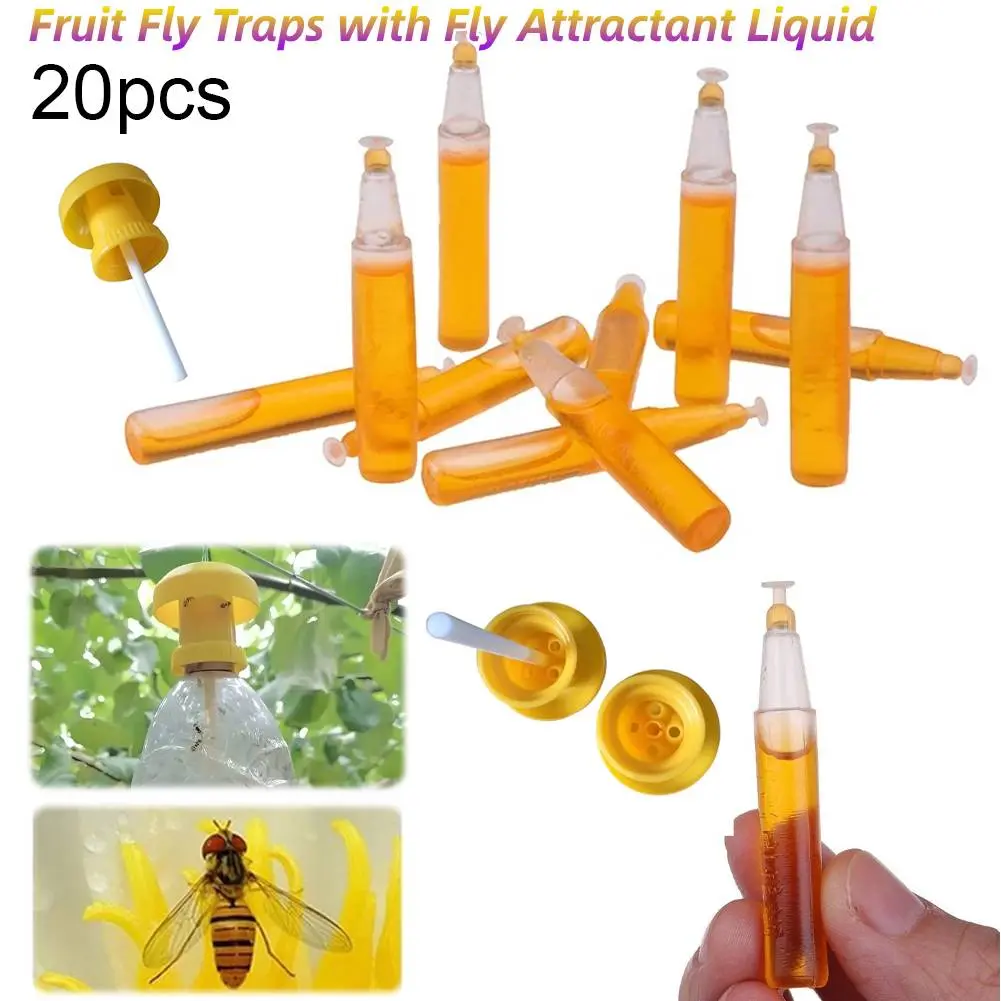 10Pcs 2ml Fruit Fly Attractant Liquid with Fruit Fly Traps Reusable Fruit Fly Killer Drosophila Attractant for Gardens Backyards