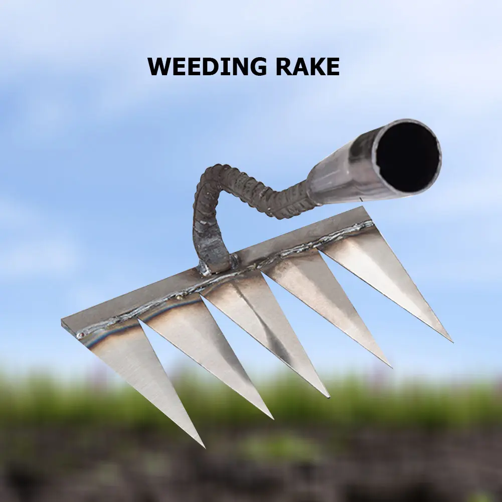 Weeding Hoe Rake Steel Nail Harrow Grasping Rake Loosening Soil Tool Tooth Nail Harrow Garden Hand Rake Tool Agricultural Tools