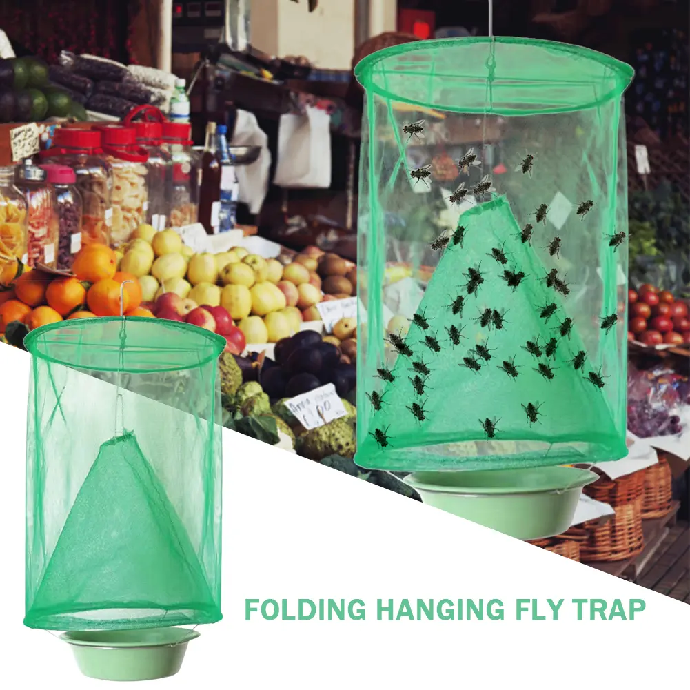 4/6/8PCS Fly Catcher Killer Pest Control Reusable Hanging Fly Trap Flytrap Cage Net Traps Outdoor Garden Hanging Flycatcher