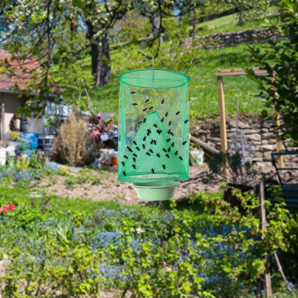 4/6/8PCS Fly Catcher Killer Pest Control Reusable Hanging Fly Trap Flytrap Cage Net Traps Outdoor Garden Hanging Flycatcher