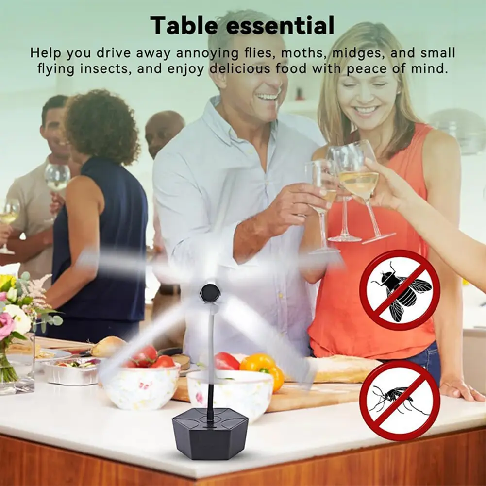 Fly Fan for Tables with Holographic Blades Food Spinning Fan Keep Flies Away Fly Fans for Food for Camping Home Restaurant Table