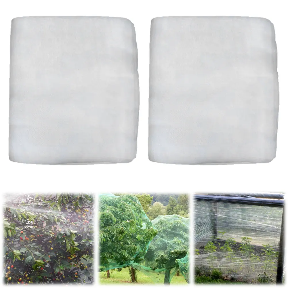 2Pack 8x32Ft Garden Netting Row Cover Mesh Netting Insect Pest Barrier Net Plant Cover for Vegetable Plants Fruits Trees