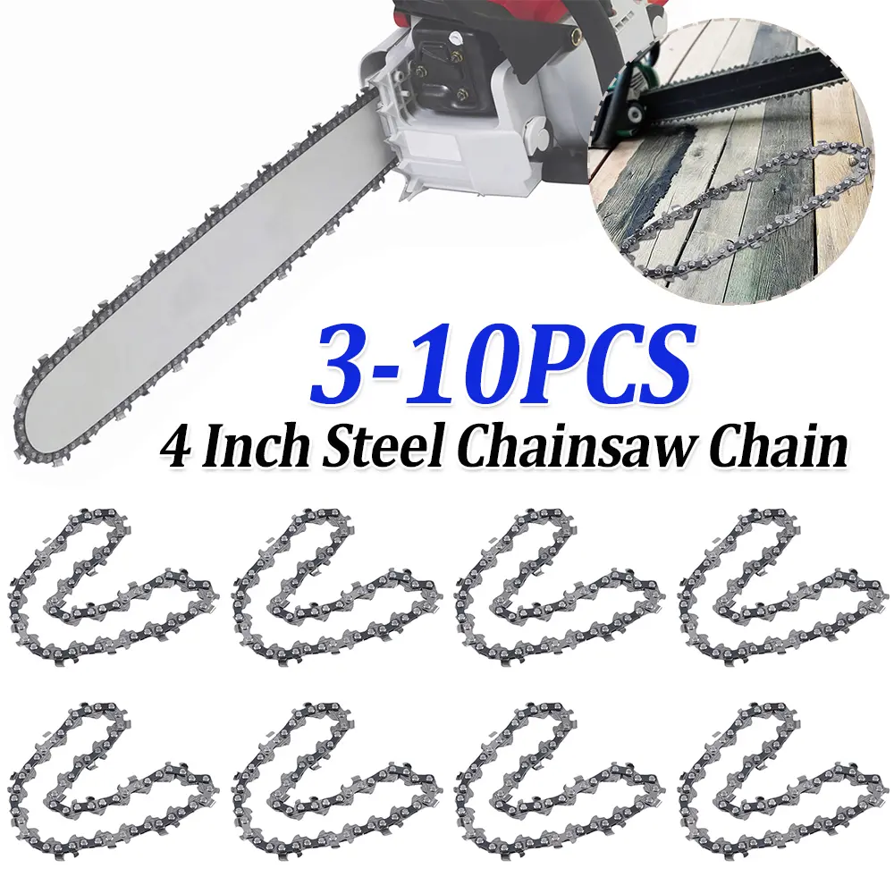 3-10Pc 4 Inch Mini Steel Saw Chain 28 Drive Links Replacement Chainsaw Saw Chain Electric Chainsaw Chain for Wood Branch Cutting