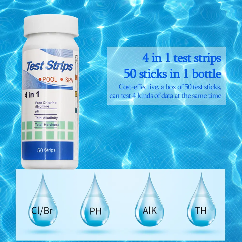 4-20Box 4 In 1 Test Paper Chlorine Immersion Hot Tub PH Test Spa Strips Test Water Test Strips Swimming Paper Pool Tester Tool