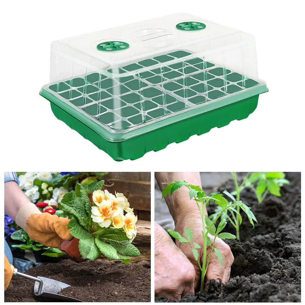 24/48 Holes Seedling Starter Trays with Humidity Dome Seed Propagation Container Accessories for Hydroponics Growing System