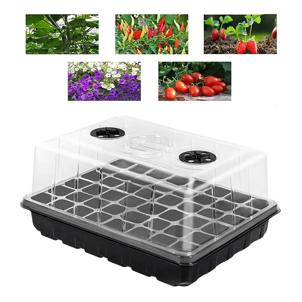 24/48 Holes Seedling Starter Trays with Humidity Dome Seed Propagation Container Accessories for Hydroponics Growing System