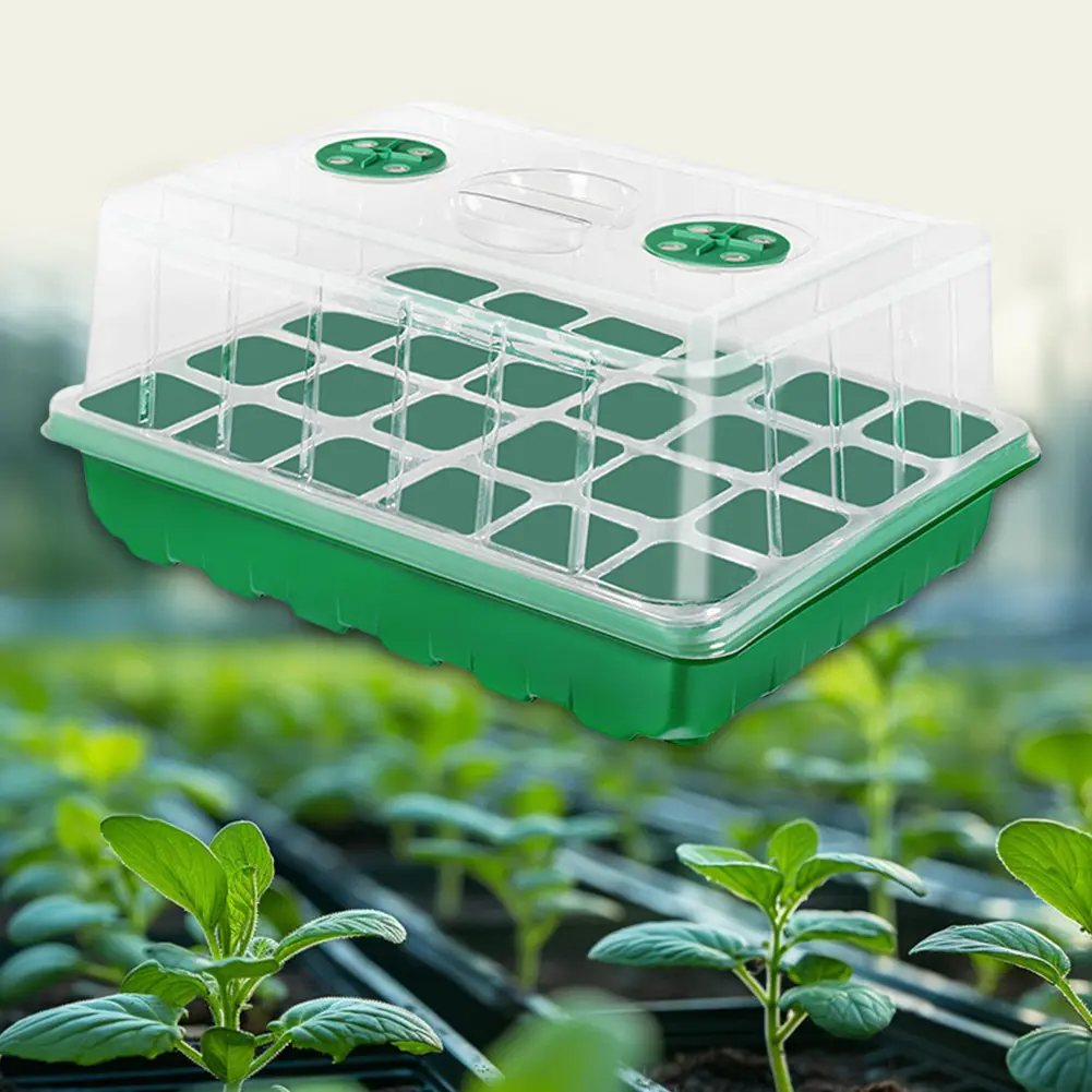 24/48 Holes Seedling Starter Trays with Humidity Dome Seed Propagation Container Accessories for Hydroponics Growing System