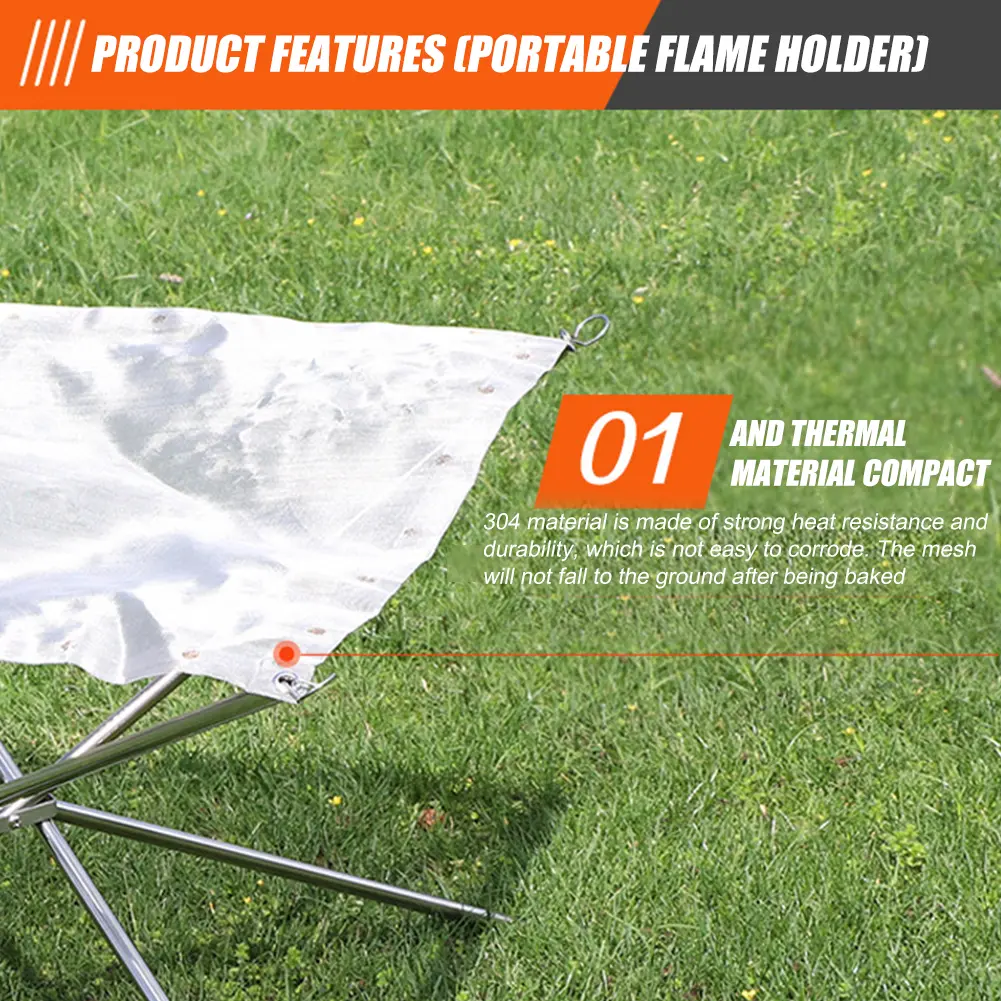 Stainless Steel Mesh Fire Pits Fireplace Folding Campfire Stand Wood Stove for Camping Outdoor Patio Backyard and Garden