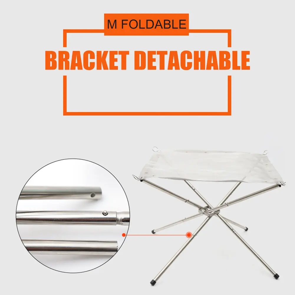 Stainless Steel Mesh Fire Pits Fireplace Folding Campfire Stand Wood Stove for Camping Outdoor Patio Backyard and Garden