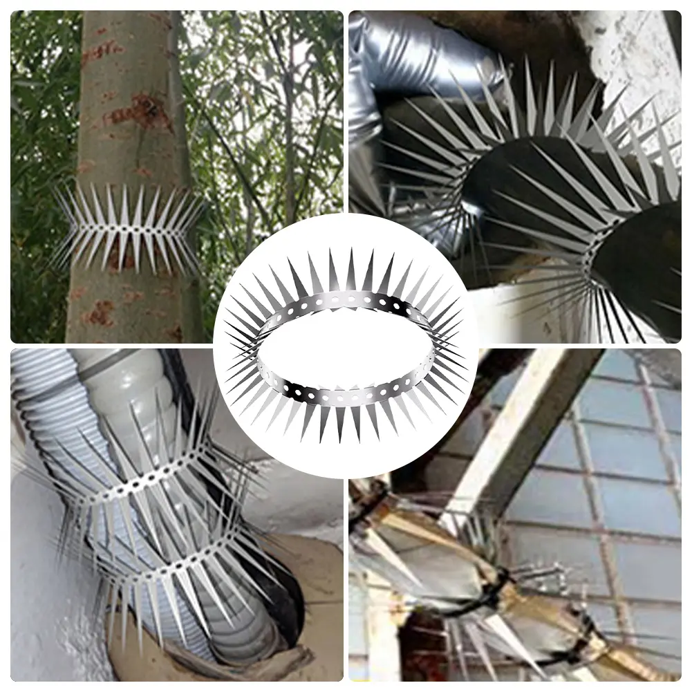 Bird Spikes Stainless Steel Bird Repellent Spikes with Gloves Anti Pigeon Anti-bird Squirrel Garden Fences for Garden Lawn Pipe