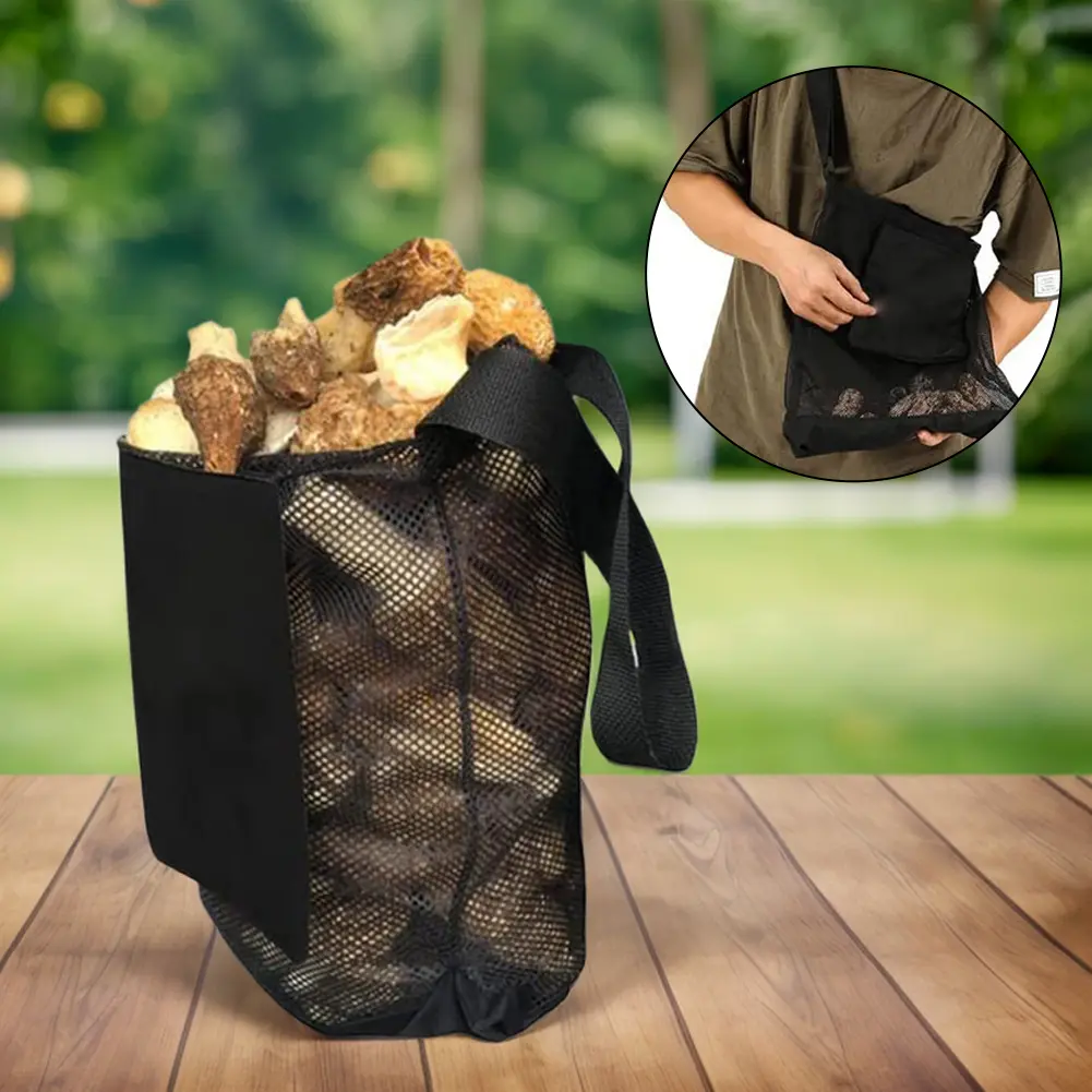 1-5Pc Harvesting Bag Mesh Fruit Picking Bag Large Capacity with Adjustable Shoulder Strap for Mushroom Hunting Gathering Outdoor