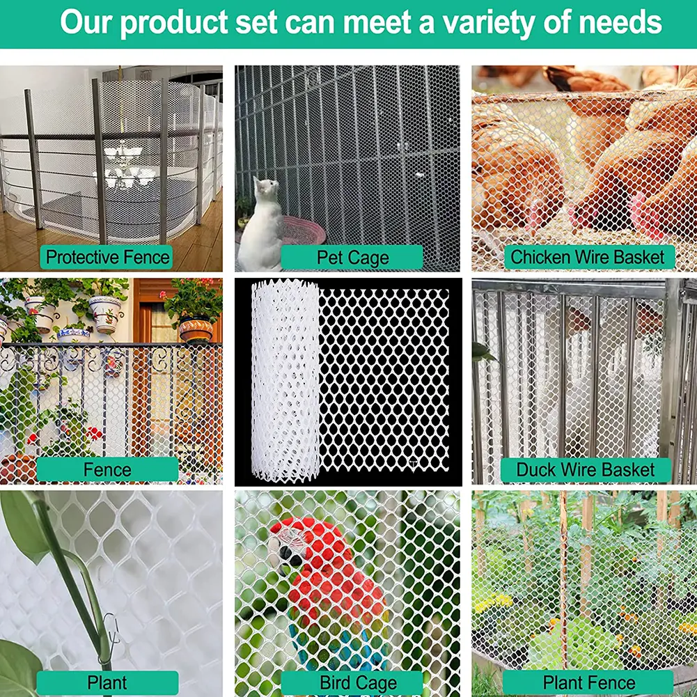 Plastic Wire Mesh Fence Chicken Wire Frame 300*40cm Fencing & Netting Solution for Poultry Dogs Rabbit Snake Barrier&Gardening