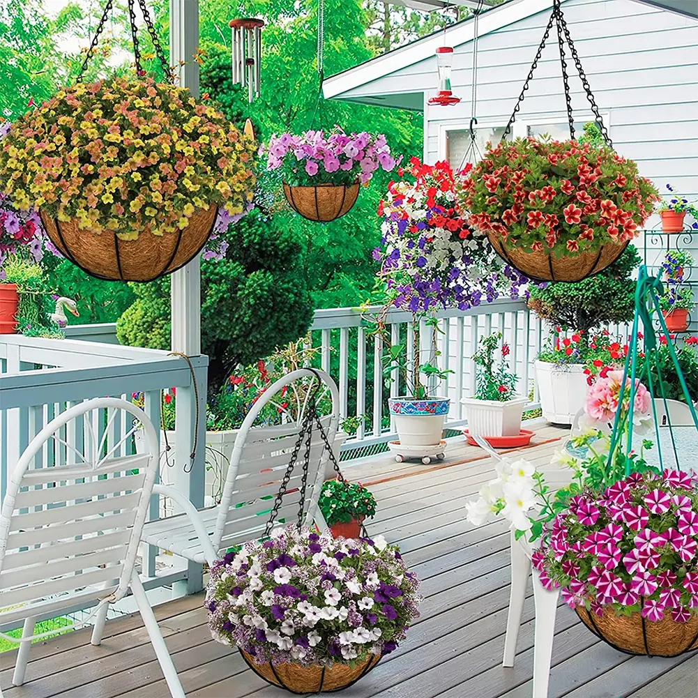4/5PCS Natural Hanging Basket Liner Wall Decoration Coconut Fiber Flower Planter Breathable Waterproof for Greenhouse Supplies