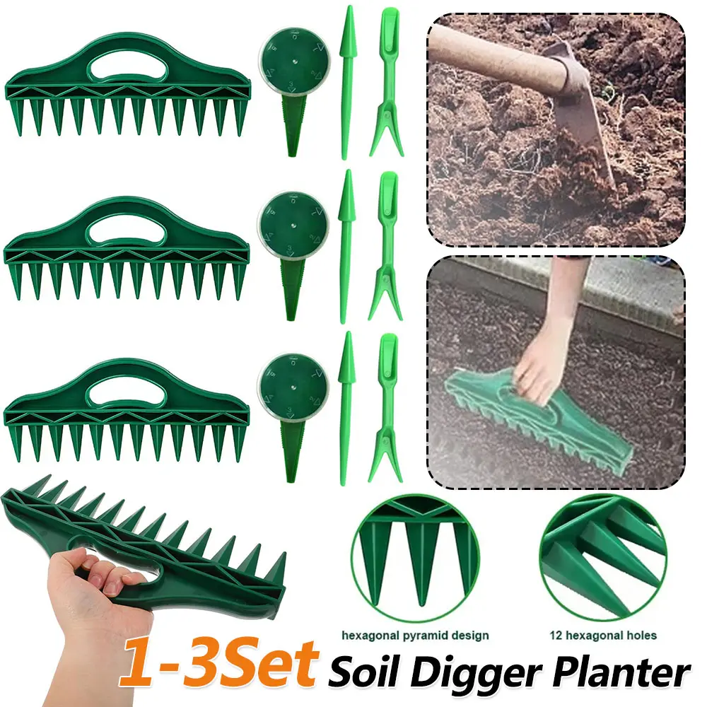 1-3Set 12 Holes Seeder Manual Seeder Small Seeder Adjustable Multi-functional Garden Seed Planter Handheld Flower Plant Sowing