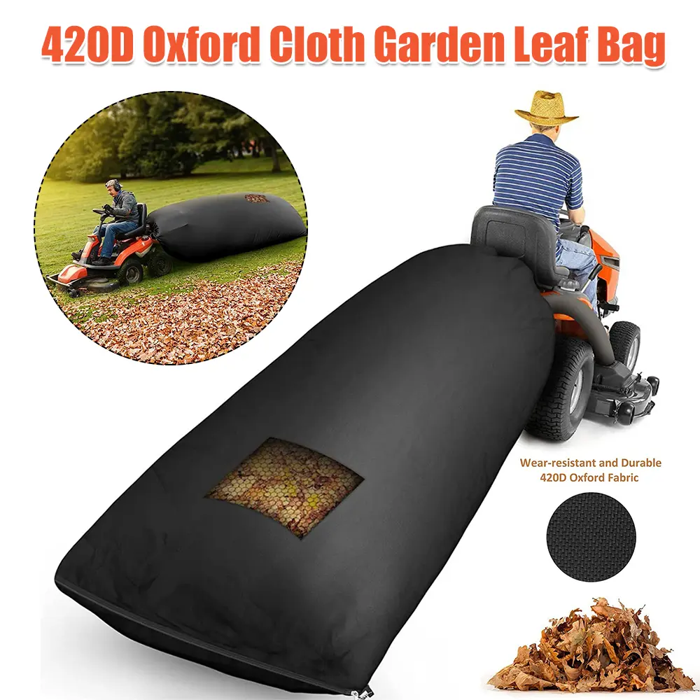 Lawn Tractor Leaf Bag Grass Catcher Bag Garden Leaf Bag 200×130cm Wear-Resistant Large Capacity 420D Oxford Cloth for Lawn Mower