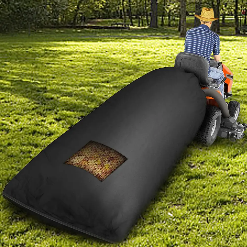 Lawn Tractor Leaf Bag Grass Catcher Bag Garden Leaf Bag 200×130cm Wear-Resistant Large Capacity 420D Oxford Cloth for Lawn Mower