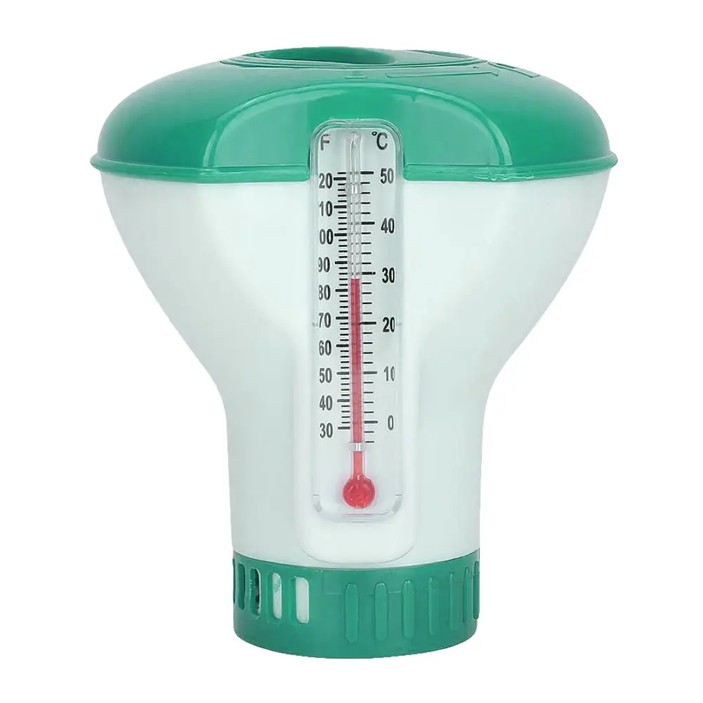 Floating Chlorine Dispenser with Thermometer Versatile Chlorine Tablets Dispenser Pool Maintenance Floater for Pool Spa Hot Tub