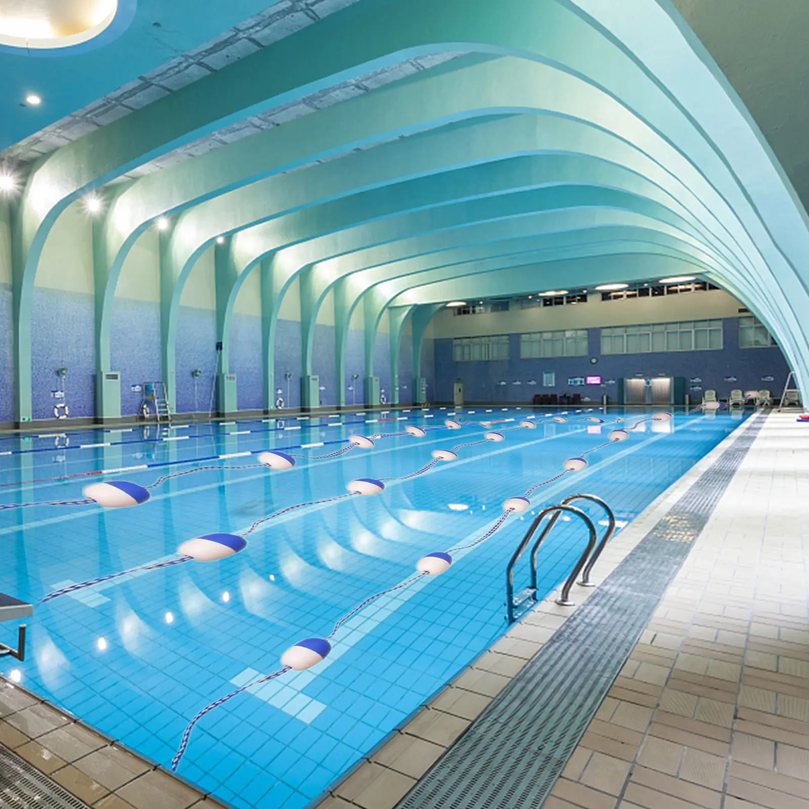 5.5m Swimming Pool Safety Divider Rope with 11 Floats & 2 Hooks Pool Waterway Shoal Buoy Line for Swimming Competition