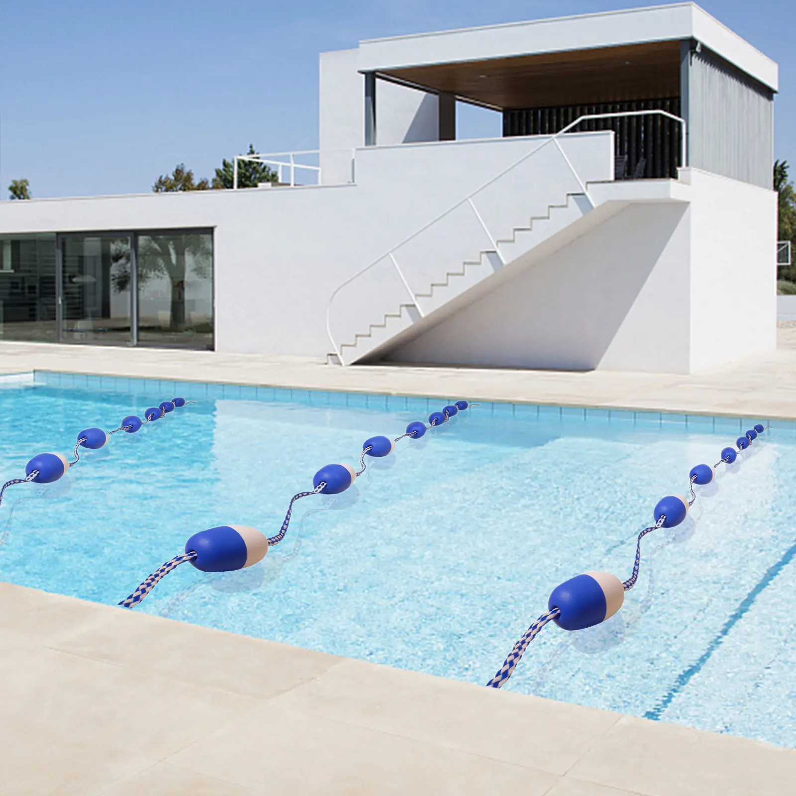 5.5m Swimming Pool Safety Divider Rope with 11 Floats & 2 Hooks Pool Waterway Shoal Buoy Line for Swimming Competition