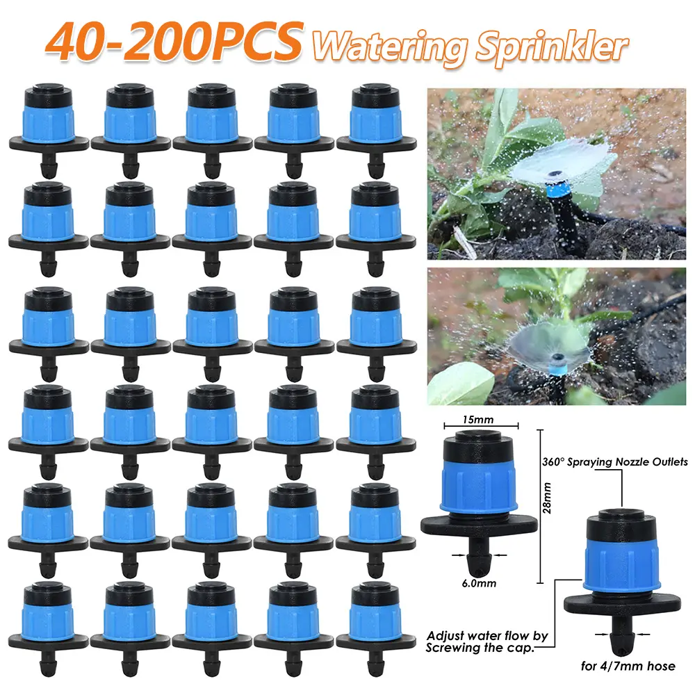 40-200PCS Garden Watering Sprinklers Full-circular Adjustable Fountain Nozzle Adjustable Scattering Spray Dripper for 4/7mm Hose