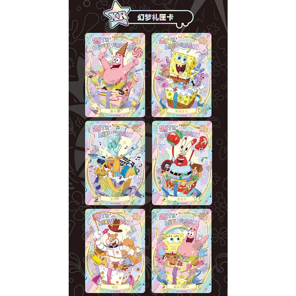 KAYOU Genuine SpongeBob SquarePants Card Fun Time Series Funny Animation 25th Anniversary Character Collection Cards Kids Gifts