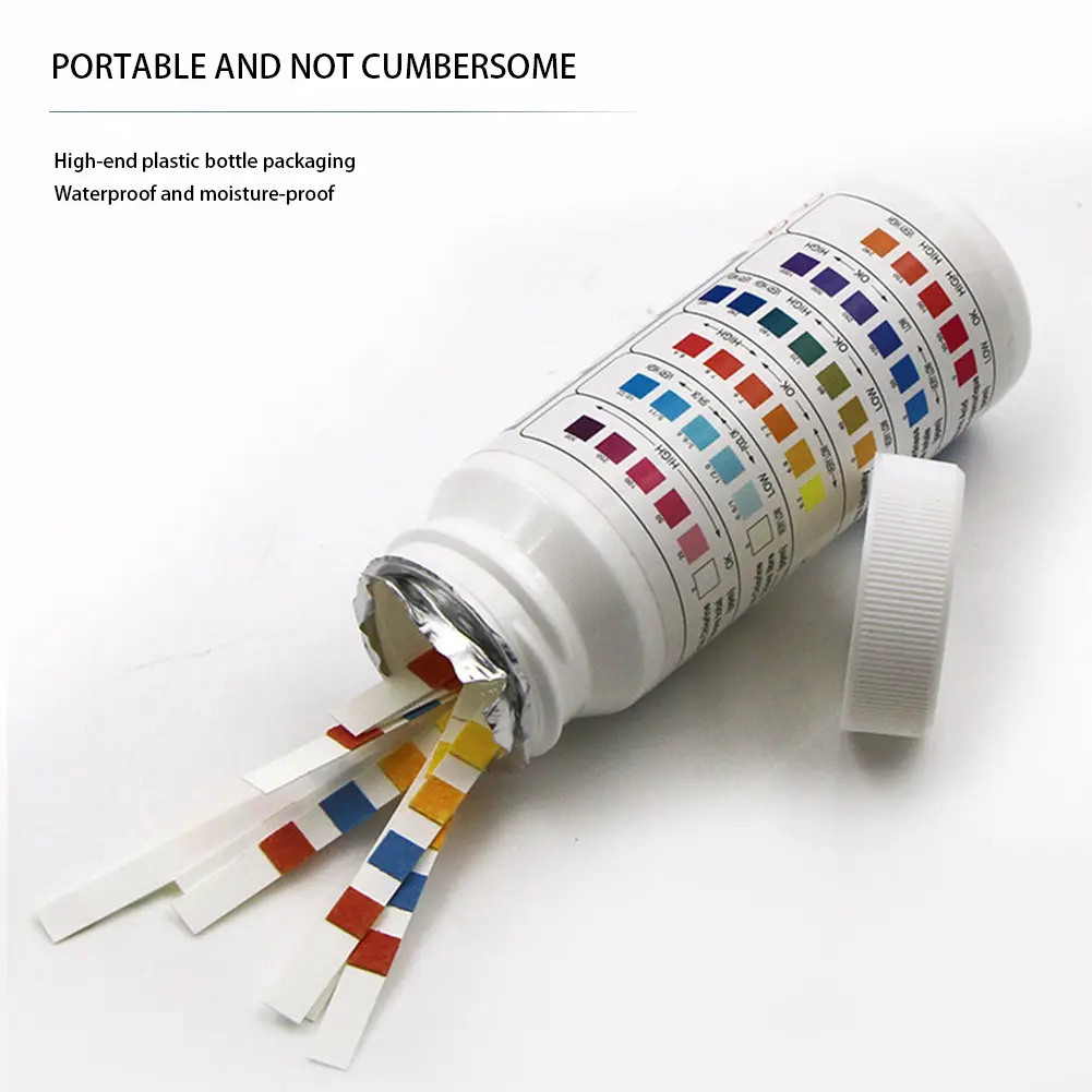 4-10Bottle 6-in-1 Water Test PH Strips High Precision Residual Chlorine Value Alkalinity Hardness Tester Detection for Pool Spa
