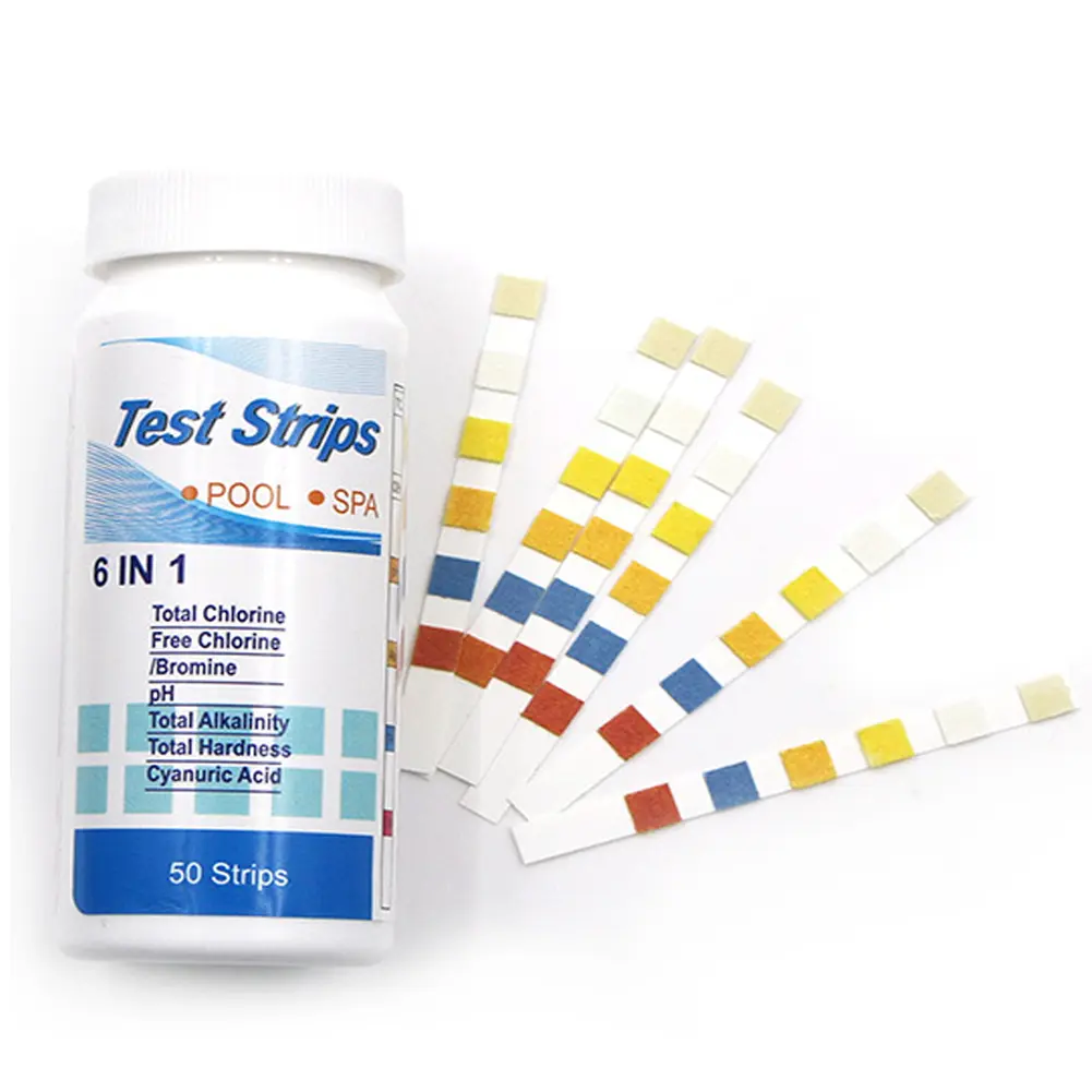 4-10Bottle 6-in-1 Water Test PH Strips High Precision Residual Chlorine Value Alkalinity Hardness Tester Detection for Pool Spa