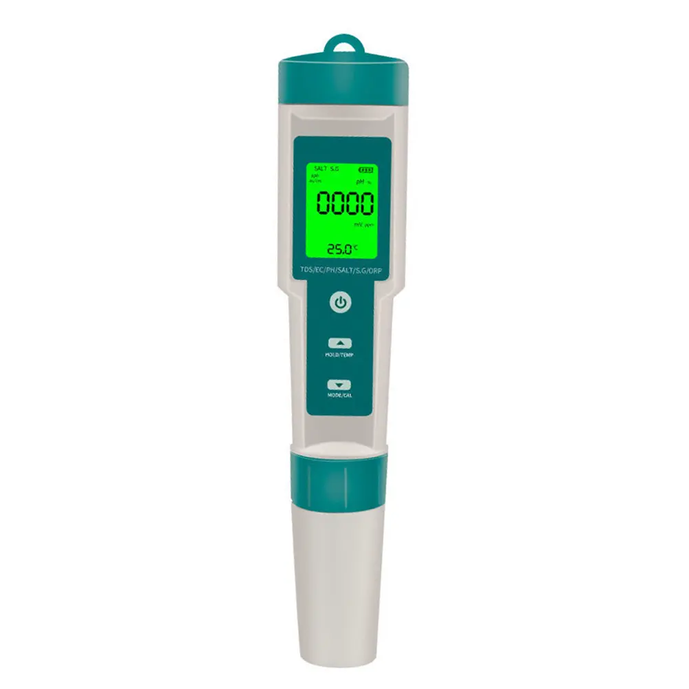7-in-1 Water Tester Pool Salt Tester Multifunctional Water Analyzer LED Display PH/TDS/EC/SG/ORP/Salt/Temp Meter for Hydroponics
