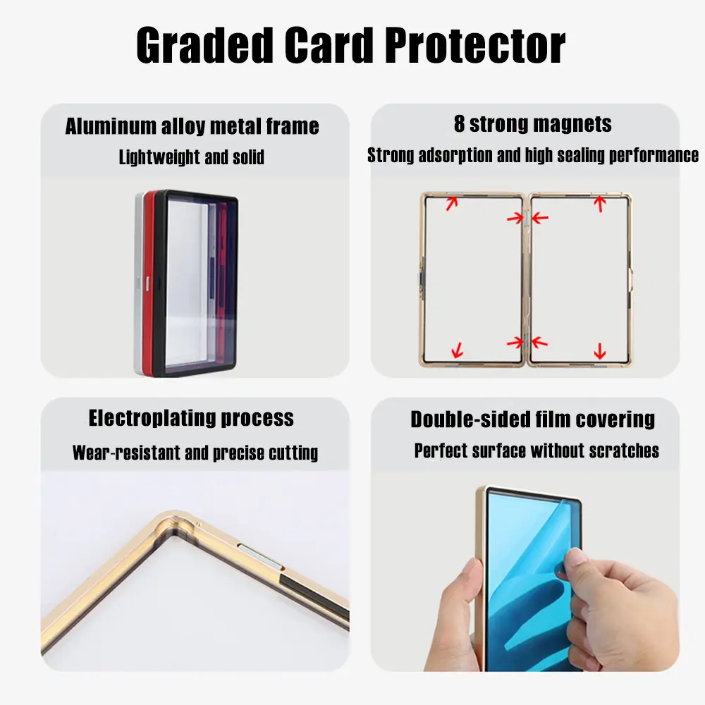 Multicolor Aluminum Alloy Graded Card Protect Cases For PSA CGC BGS Graded Cards, Scratch Resistant Trading Card Holder
