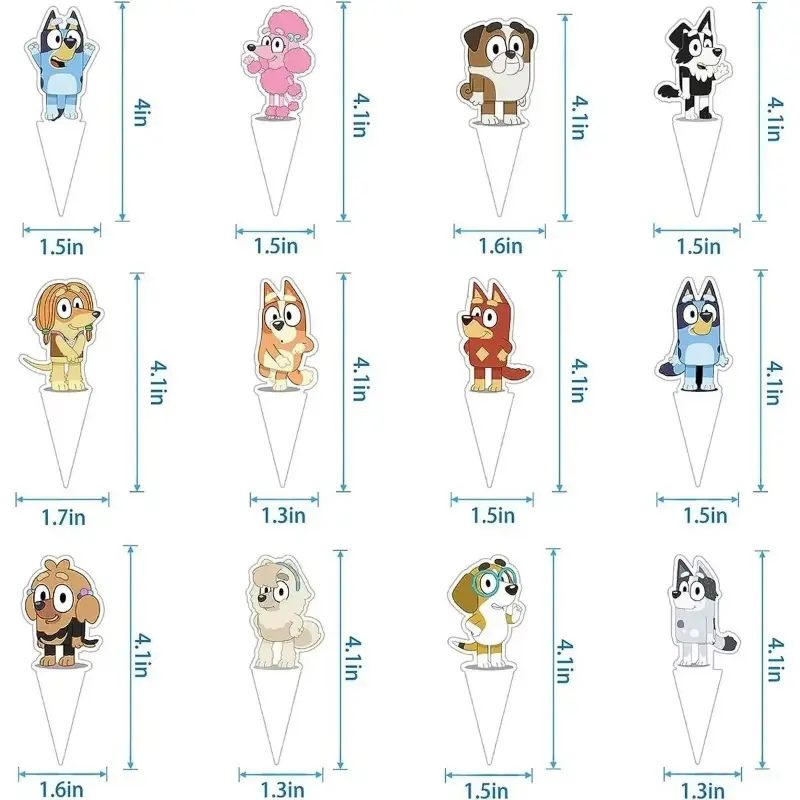 25Pcs/Set Bluey Theme Cake Decoration Cartoon Bingo Cupcake Top Happy Birthday for Kids Birthday Party Cake Dessert Decorations