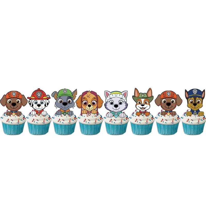 16pcs PAW Patrol Chase Cake Topper Anime Kids Happy Birthday Cake Decoration Cartoon Cupcake Topper for Boy Girl Birthday Gift